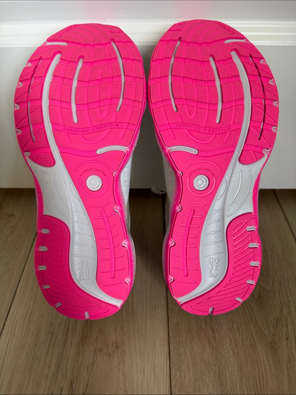 Brooks Women's White Running Shoes with Pink Accent - Picture 2 of 5